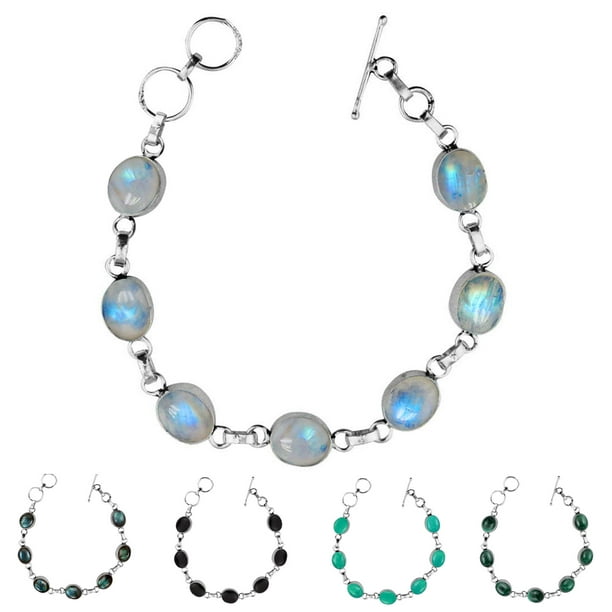1pc Turquoise diamante link flower silver bracelet SMALL costume jewellery
